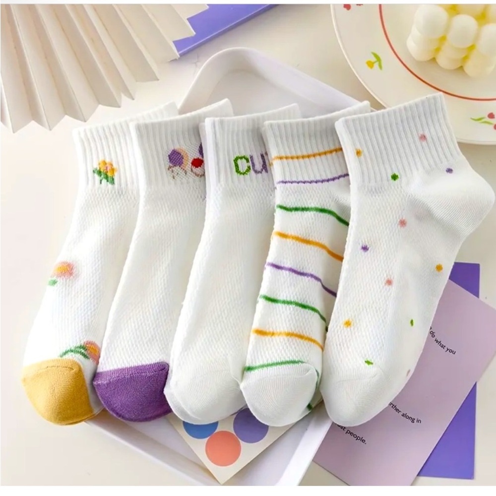 Colorful Patterned Ankle Socks Set 5 pairs NWT